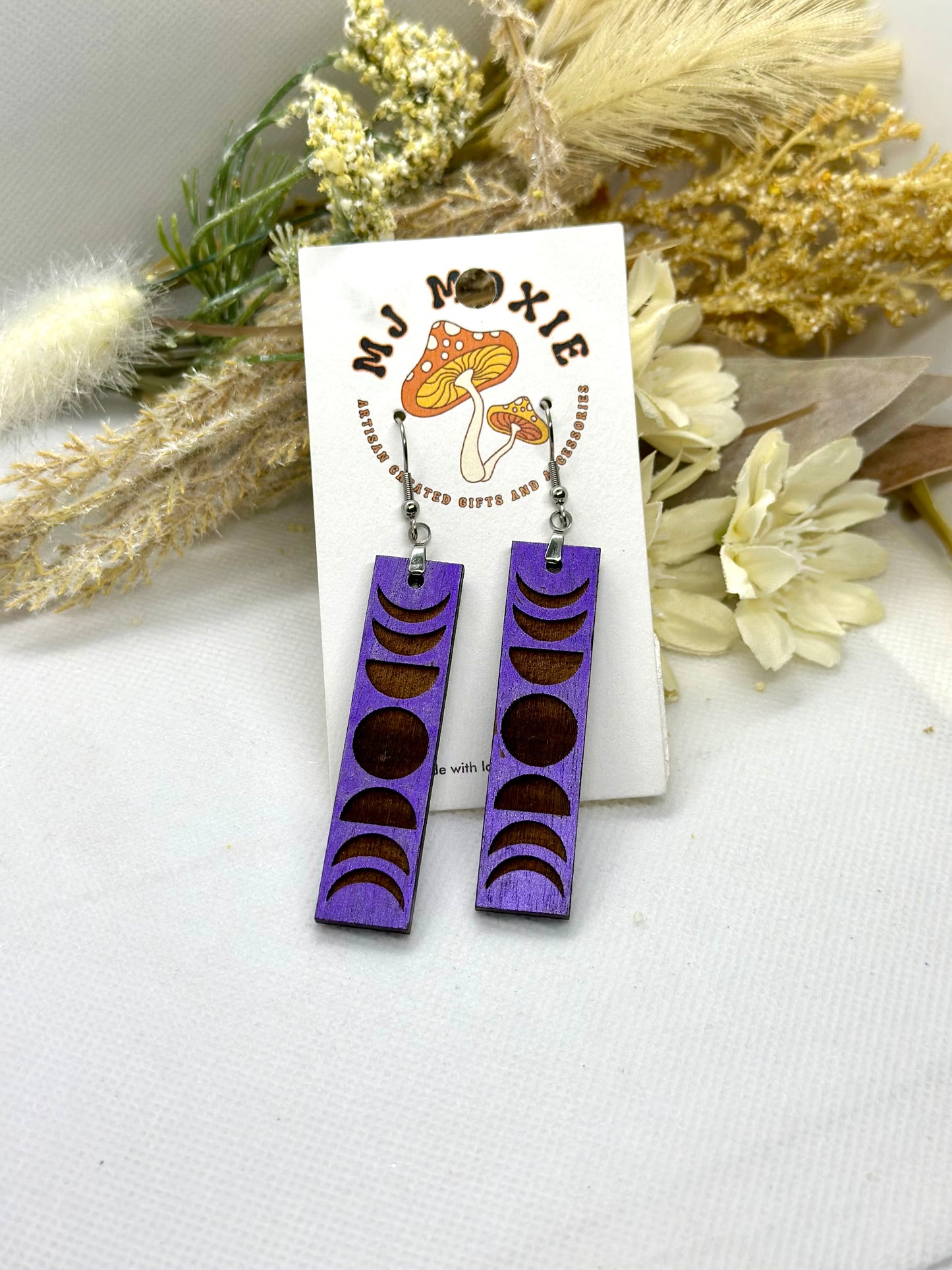 Painted Wooden Dangle Earrings