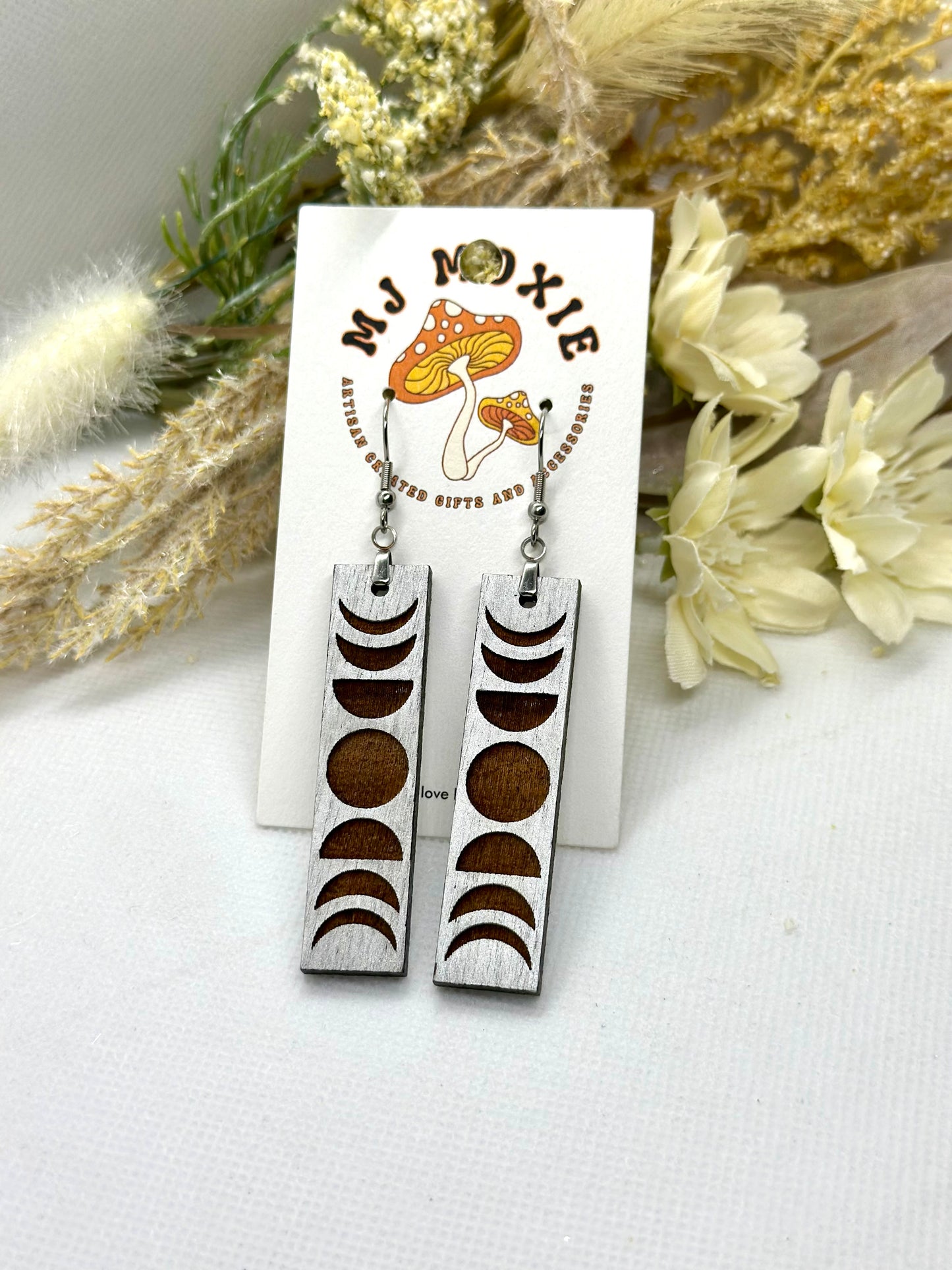 Painted Wooden Dangle Earrings