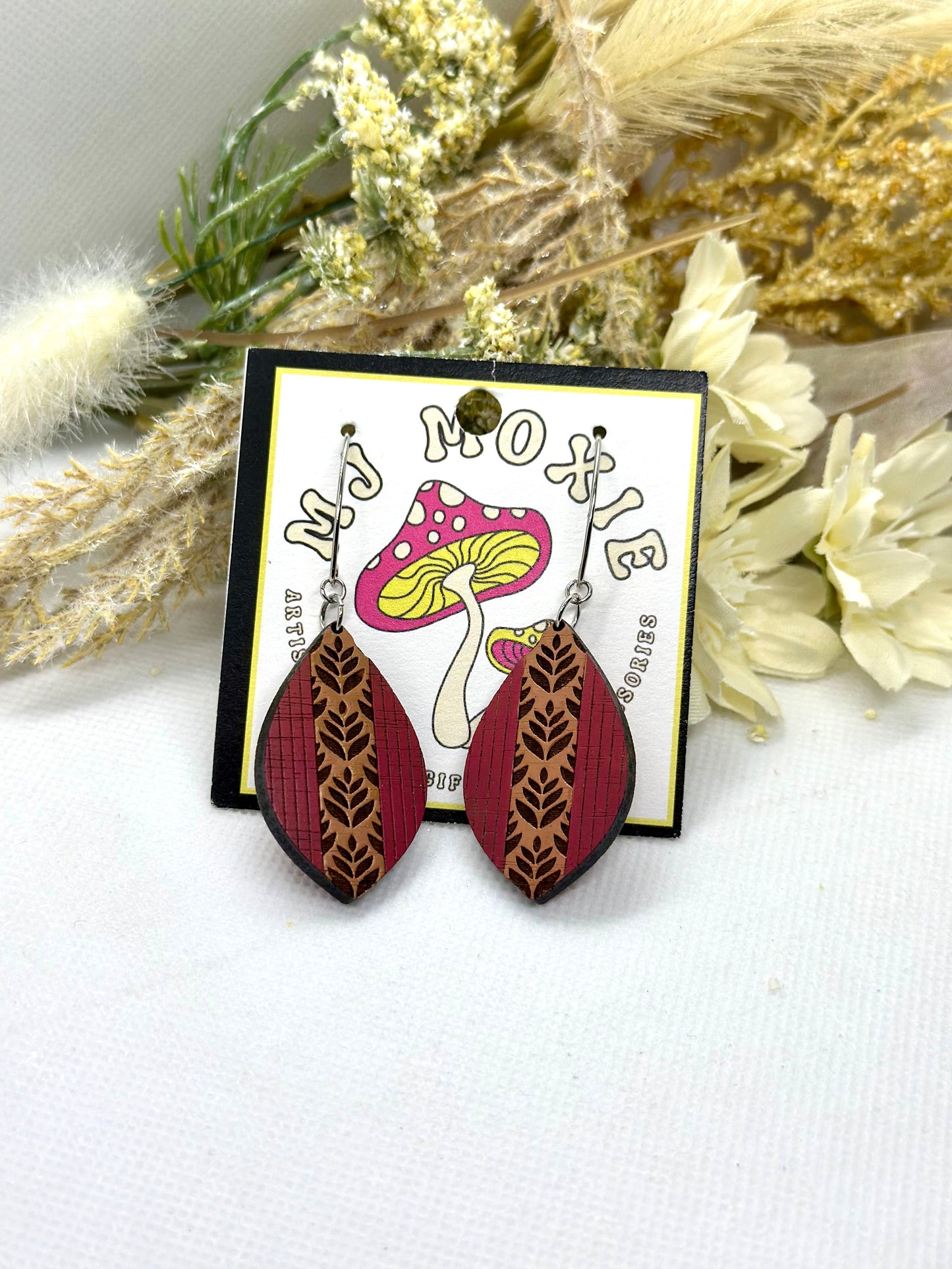 Painted Wooden Dangle Earrings