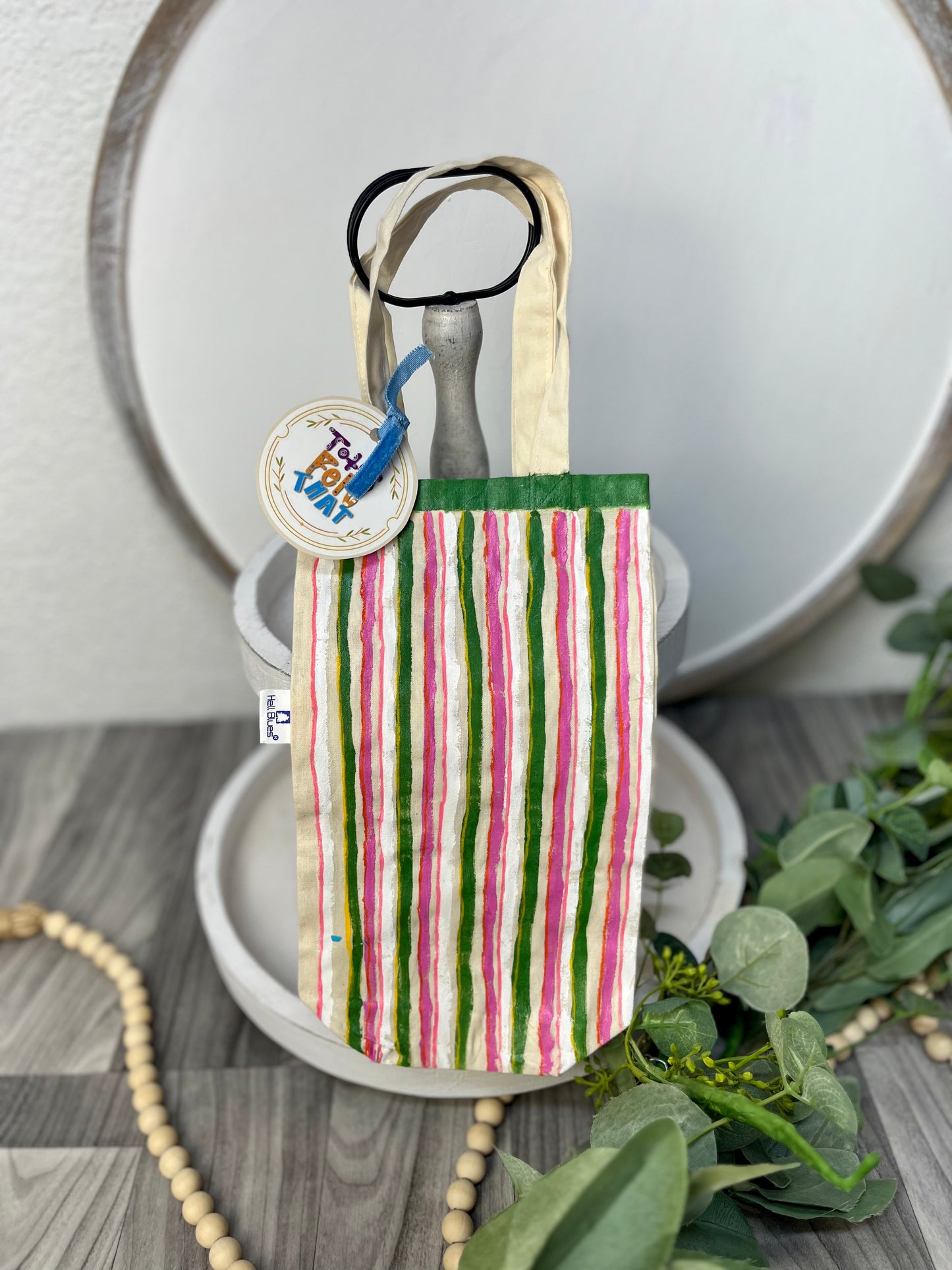 Handpainted Wine Tote