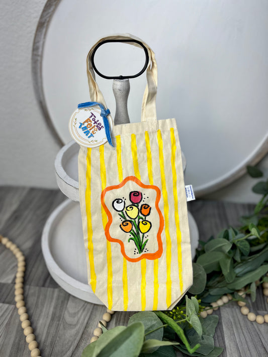Handpainted Wine Tote