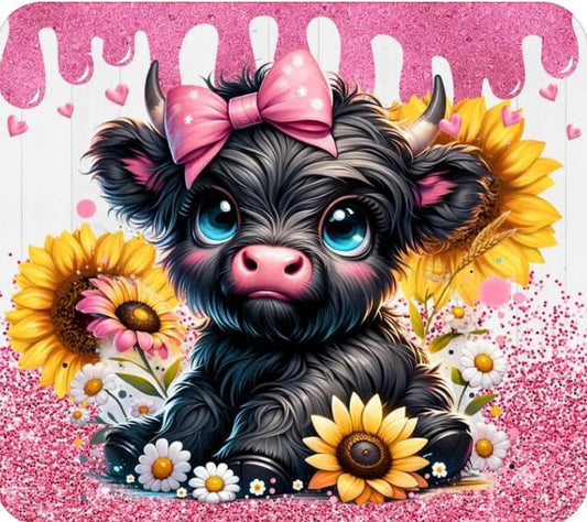 Highland Cow Pink Paint Drip 20 oz skinny
