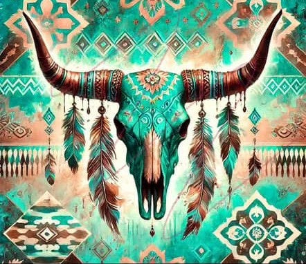 Turquoise Skull 20 oz skinny