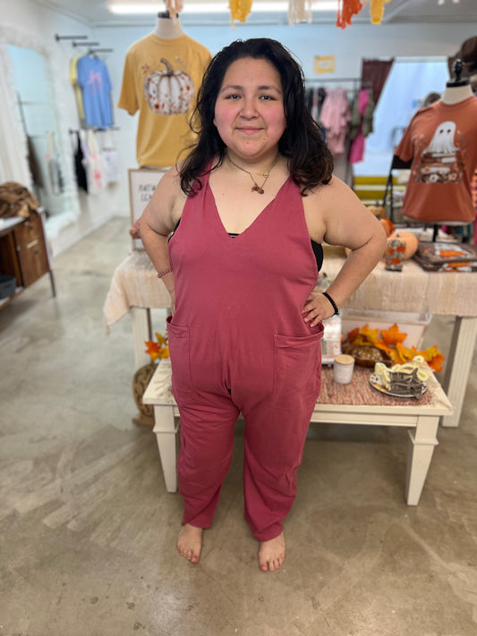 Everyday Ease Knit Jumpsuit – Brick