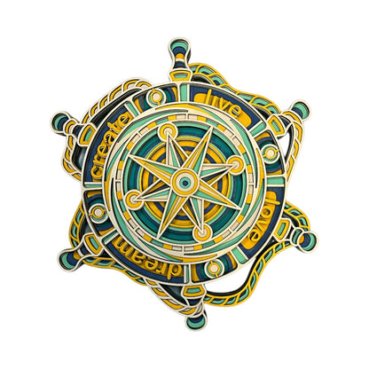 Nautical Wheel Multi-Layer Wood Sign – “Live, Love, Create, Dream” Wall Art