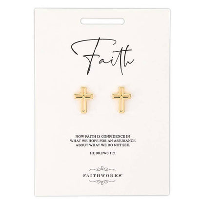 Gold Cutout Cross Earrings