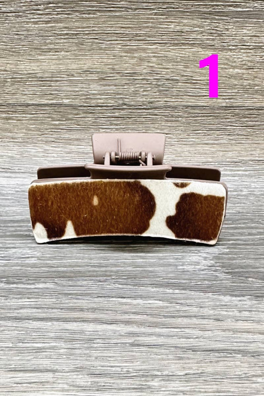 Claw Clip - Brown Cowhide