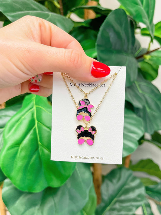 Mama & Mini Messy Bun Necklace Set