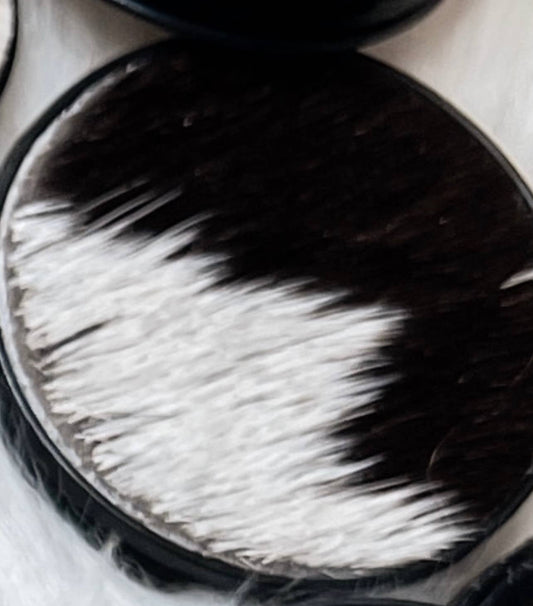 Western Phone Grip: Black & White Cowhide