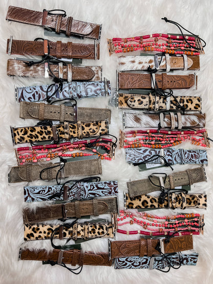 Black & White Cowhide Watch Band