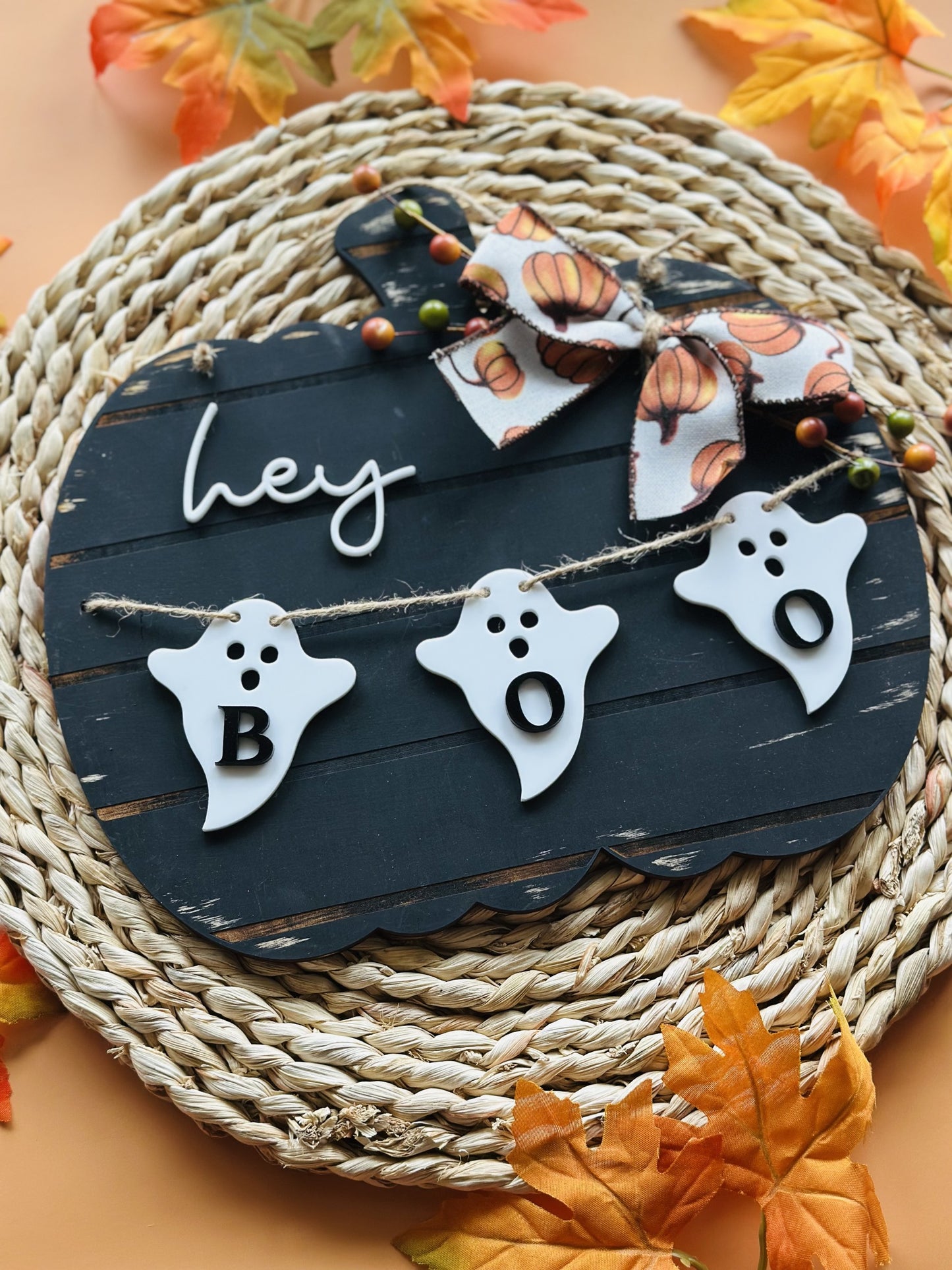 Hey Boo Pumpkin Door Hanger