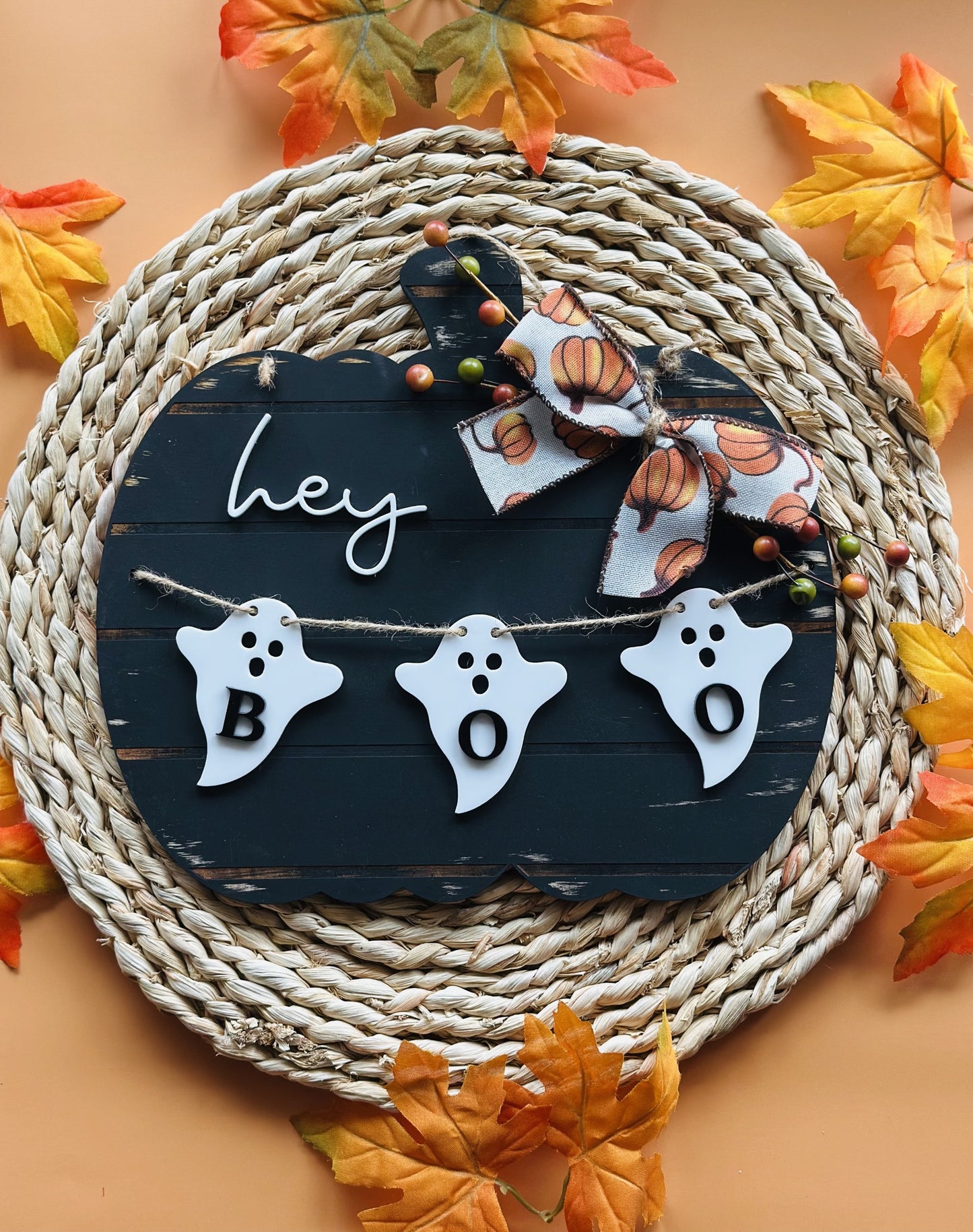 Hey Boo Pumpkin Door Hanger