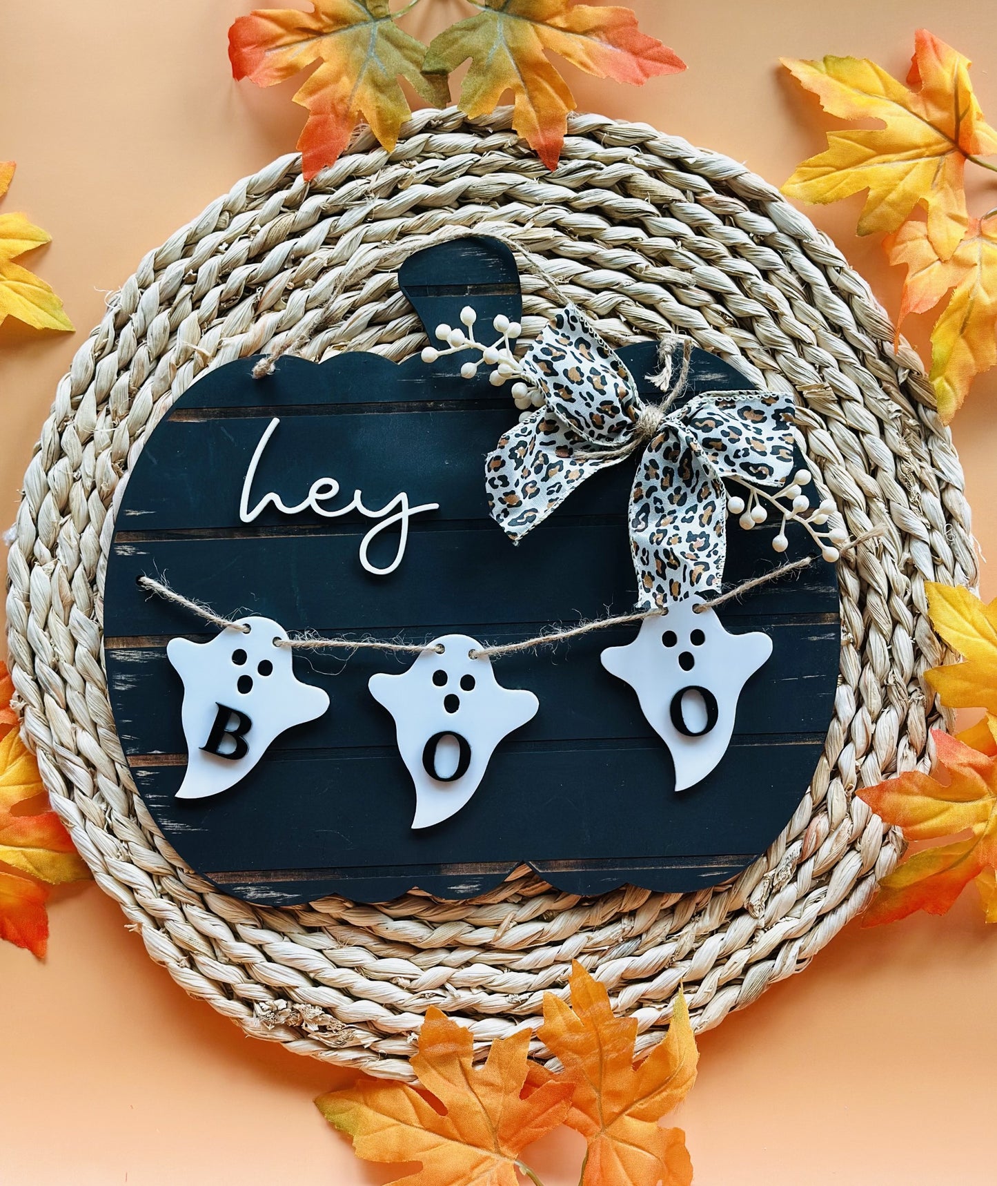 Hey Boo Pumpkin Door Hanger
